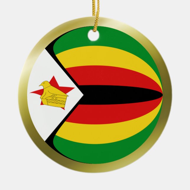 En Céramique Ornement de drapeau du Zimbabwe (Devant)