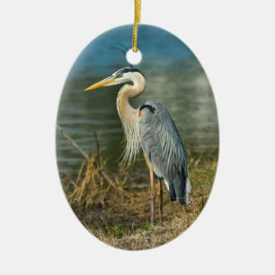 En Céramique Ornement de faune d'oiseau de héron de grand bleu