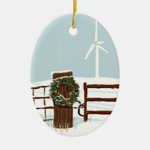 En Céramique Ornement de ferme de vent de Noël