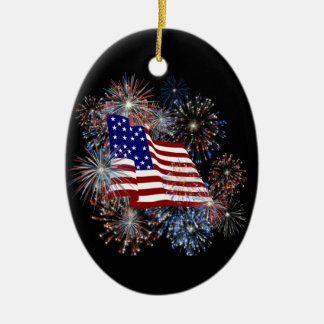 En Céramique Ornement de feux d'artifice de drapeau américain