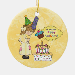 En Céramique Ornement de fille d'anniversaire