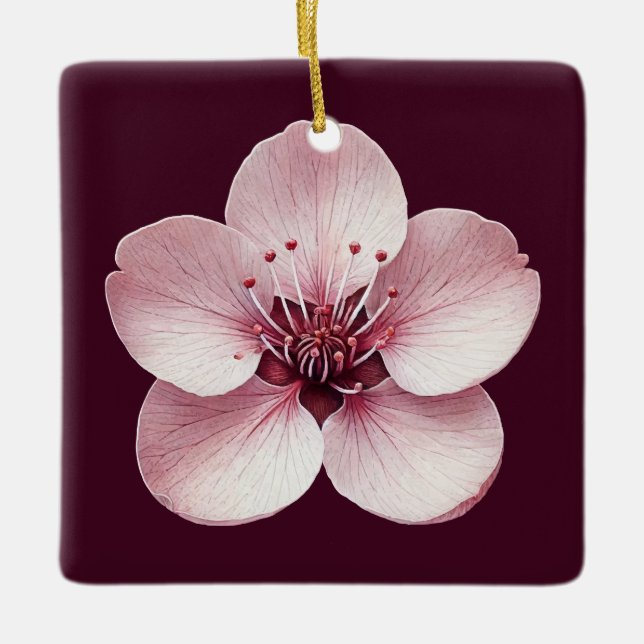 En Céramique Ornement de fleurs cerises (Devant)