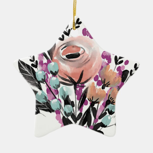 En Céramique Ornement de fleurs peintes (Devant)