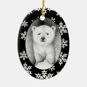 En Céramique Ornement de flocon de neige de Noël de CUB d'ours