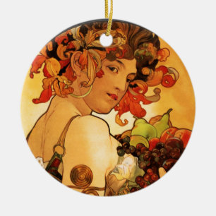 En Céramique Ornement de fruit d'Alphonse Mucha
