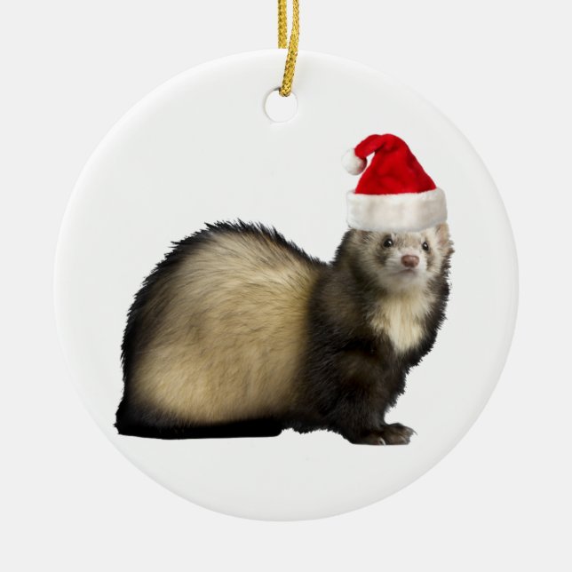 En Céramique Ornement de furet de griffes de Père Noël (Devant)