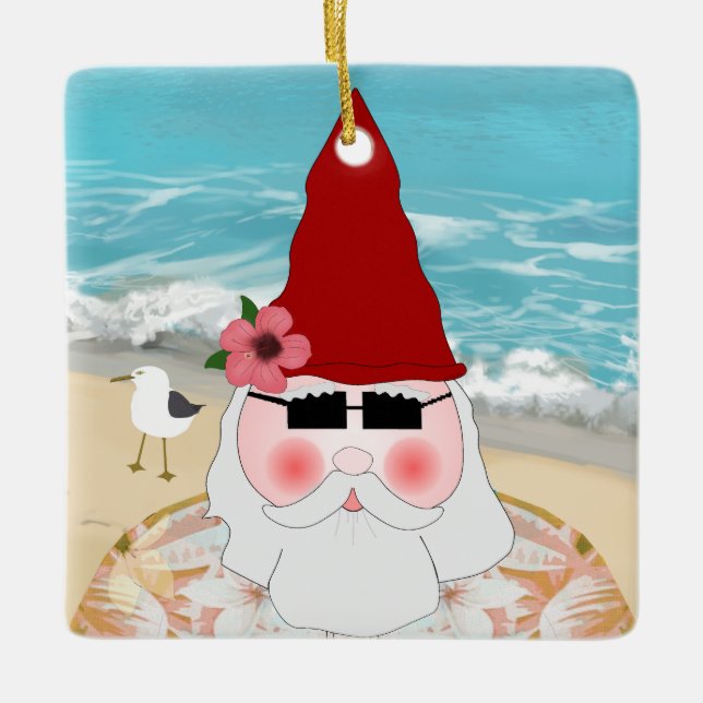 En Céramique Ornement de gnome de plage (Devant)