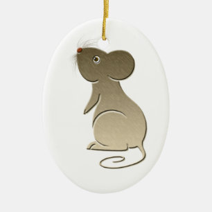 En Céramique Ornement de la souris or mignonne