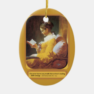 En Céramique Ornement de lecture de femme