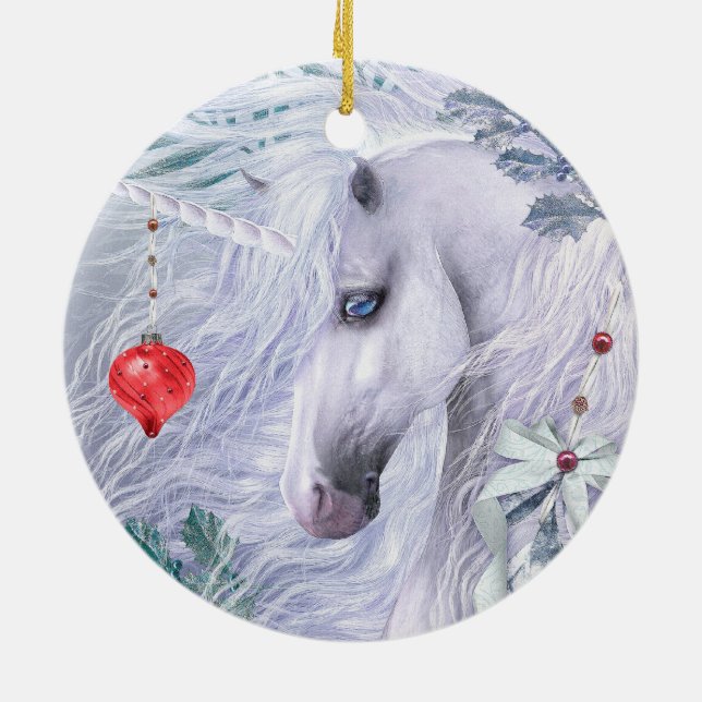 En Céramique Ornement de licorne de Noël (Dos)