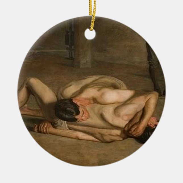 En Céramique Ornement de lutteurs (Devant)