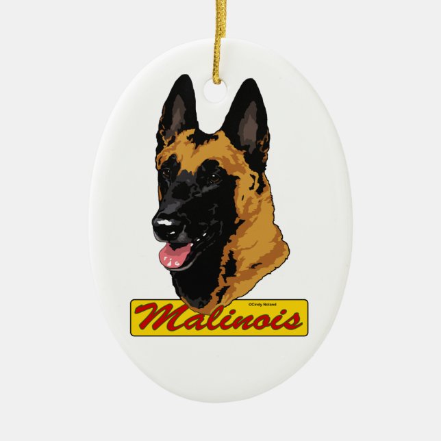 En Céramique Ornement de Malinois de Belge (Devant)