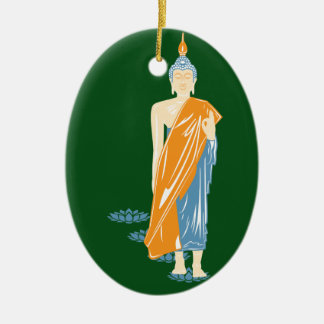 En Céramique Ornement de marche de Noël de Bouddha (en