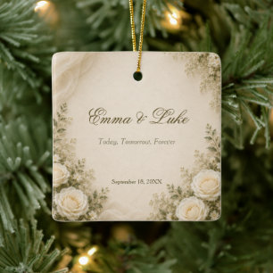 En Céramique Ornement de mariage floral élégant personnalisé