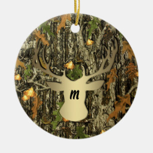 En Céramique Ornement de monogramme de cerfs communs de chasse