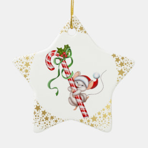 En Céramique Ornement de Noël-Souris Père Noël