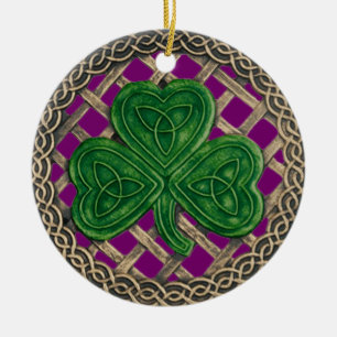 En Céramique Ornement De Noeuds shamrocks Et Celtiques Violet