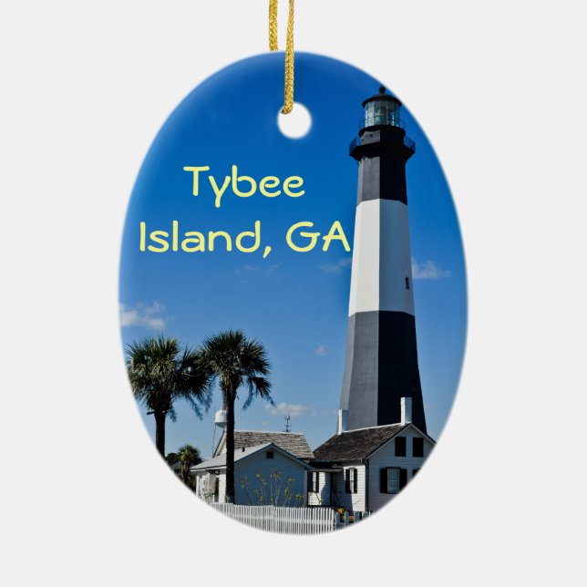 En Céramique Ornement de phare d'île de Tybee (Dos)