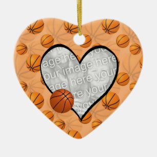 En Céramique Ornement de photo de coeur de Noël de basket-ball