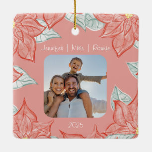 En Céramique Ornement de Poinsettia Festif