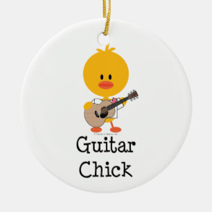 En Céramique Ornement de poussin de guitare