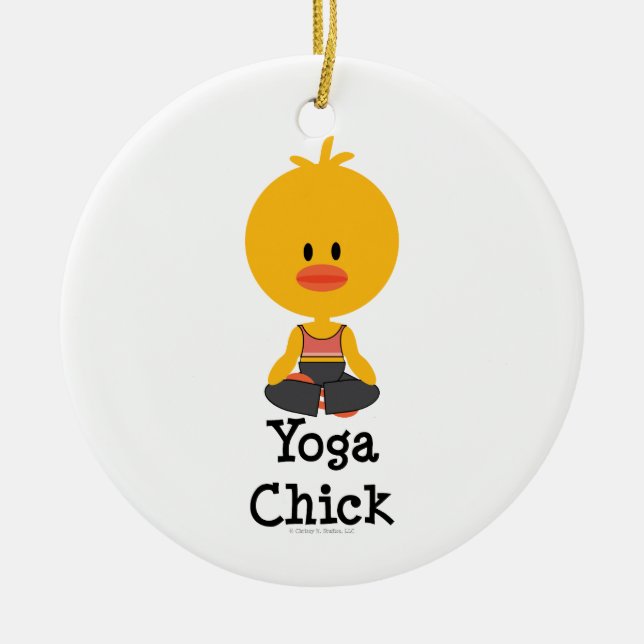 En Céramique Ornement de poussin de yoga (Devant)