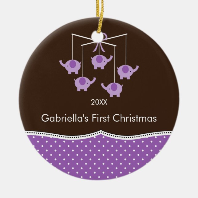 En Céramique Ornement de premier Noël de bébé éléphant mobile (Devant)