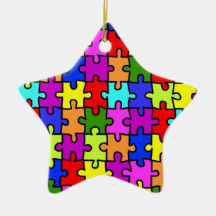 En Céramique Ornement "de puzzle denteux coloré"
