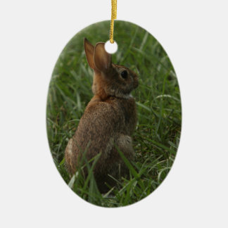 En Céramique Ornement de ressort/Pâques : lapin et poussin