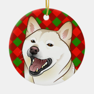 En Céramique Ornement de Shiba Inu de crème de Joyeux Noël