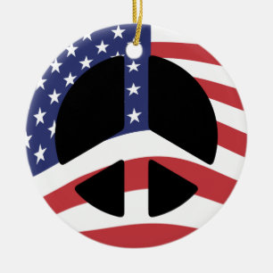 En Céramique Ornement de signe de paix de drapeau des USA
