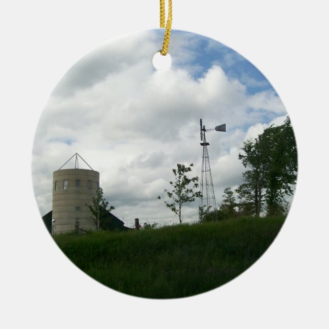 En Céramique Ornement de silo et de moulin à vent (Devant)