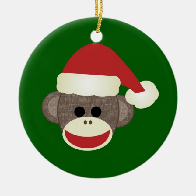 En Céramique Ornement de singe de Père Noël (Devant)