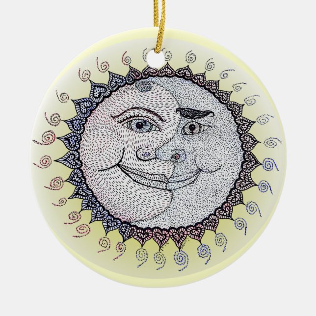 En Céramique Ornement de soleil/lune (Devant)