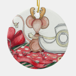 En Céramique Ornement de souris d'emballage cadeau