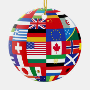 En Céramique Ornement de souvenir de drapeaux mondiaux