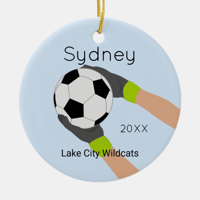 En Céramique Ornement de souvenir de gardien de but du football (Devant)