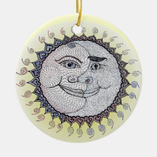 En Céramique Ornement de Sun/amitié de lune