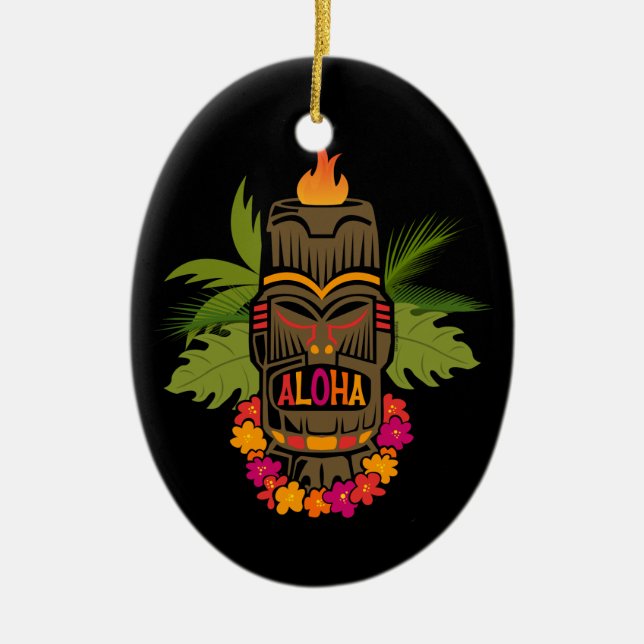 En Céramique Ornement de Tiki Aloha (Devant)
