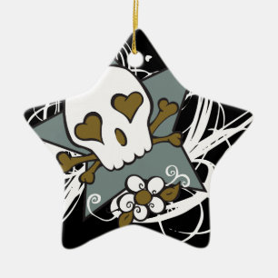 En Céramique Ornement de vacances de crâne de Fluer de tatouag