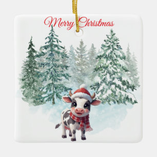 En Céramique Ornement de vache de Noël