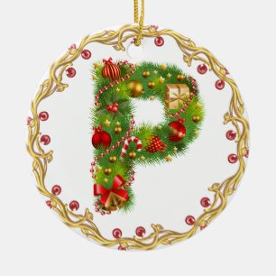 En Céramique ornement décoré d'un monogramme initial de Noël