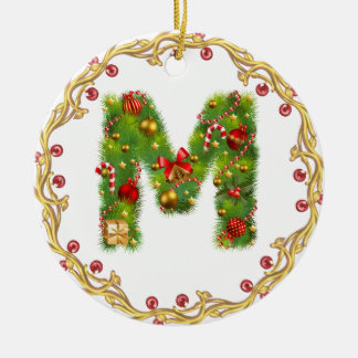 En Céramique ornement décoré d'un monogramme initial de Noël de