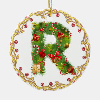 En Céramique ornement décoré d'un monogramme initial de Noël de
