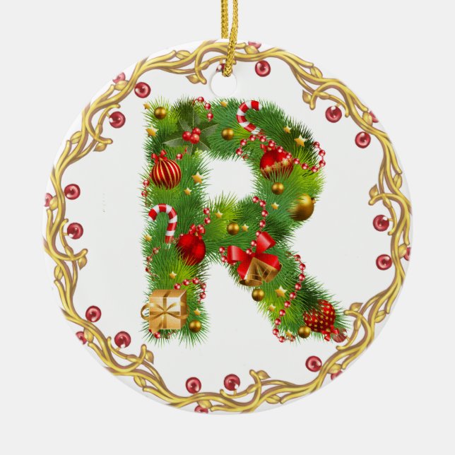 En Céramique ornement décoré d'un monogramme initial de Noël de (Devant)