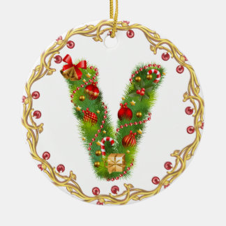 En Céramique ornement décoré d'un monogramme initial de Noël de