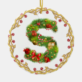 En Céramique ornement décoré d'un monogramme initial de Noël de