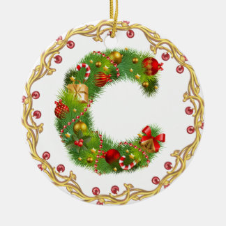 En Céramique ornement décoré d'un monogramme initial de Noël de