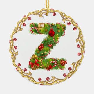 En Céramique ornement décoré d'un monogramme initial de Noël de