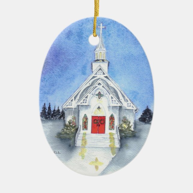 En Céramique Ornement d'église d'hiver (Devant)